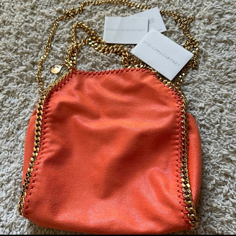 Stella McCartney Vibrant Orange Mini Bag with Gold Accents
